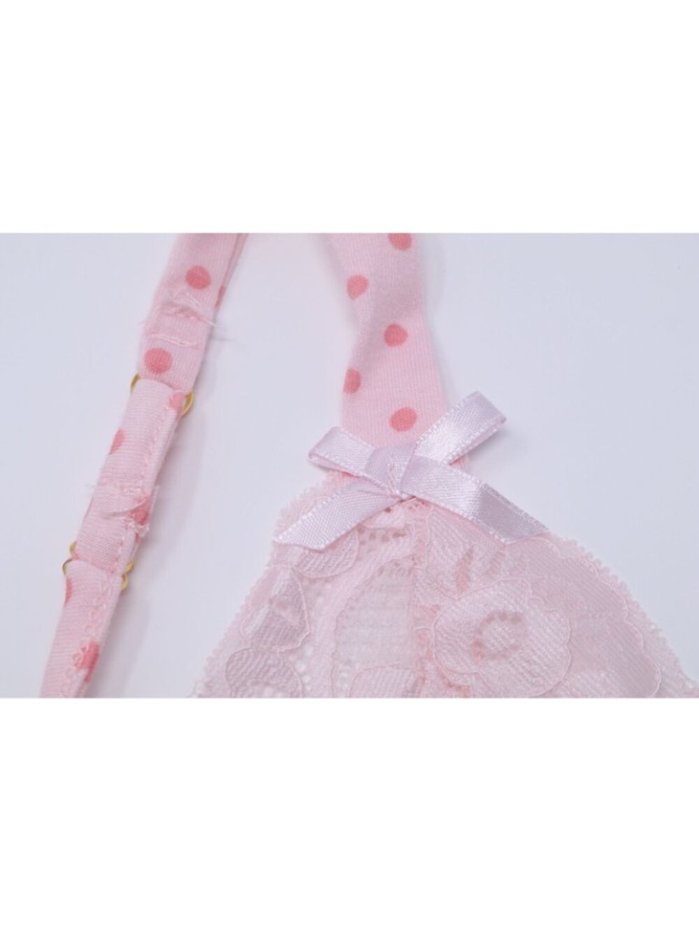 Flora Nikrooz Chemise Coquette Womens S Pink Lace Polka Dot Baby Doll Fairycore - Picture 3 of 9